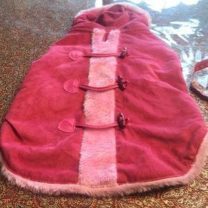 Pink Cynthia Rowley fur Trimmed dog coat. Size medium ask for measurements